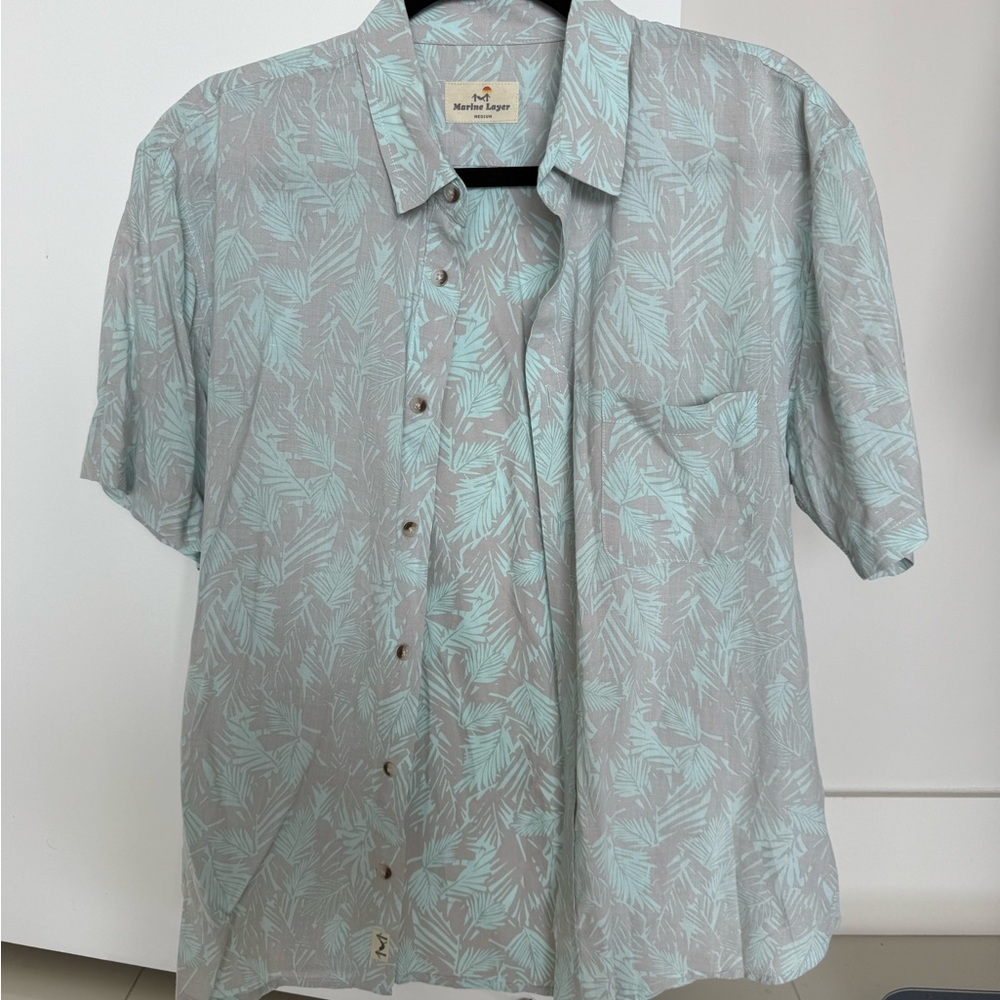 Men's Tropical Print Shirt - Light Blue and Gray
